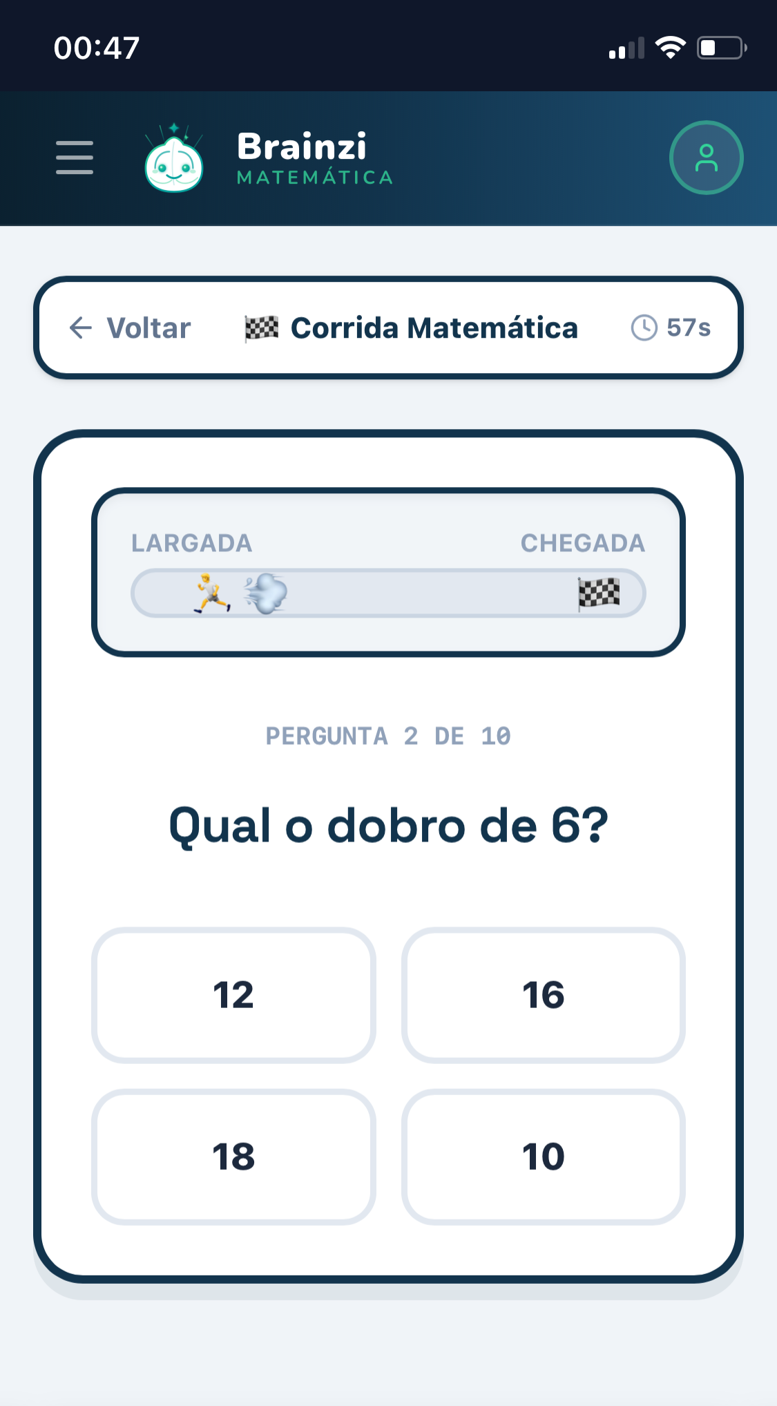 Corrida Matemática - jogo interativo do Brainzi